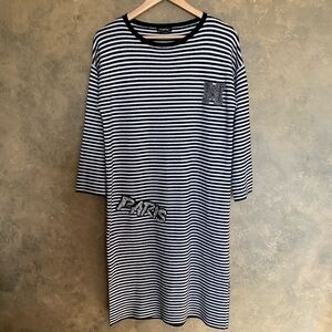 Sempre Wool Cashmere Angora Blend Striped Sweater Dress